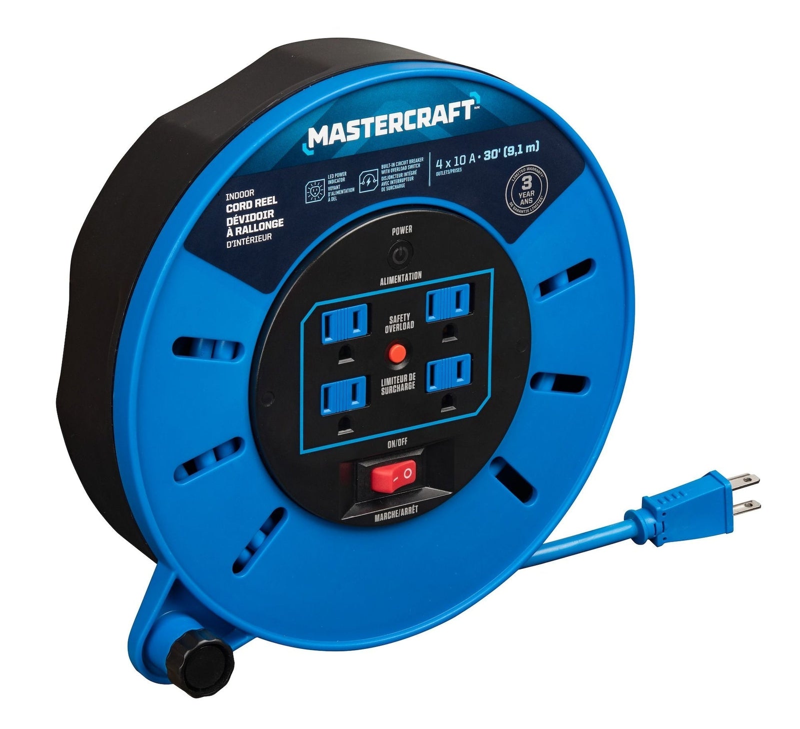 30-ft 10A Retractable Extension Cord Reel G8I4 - product image 3