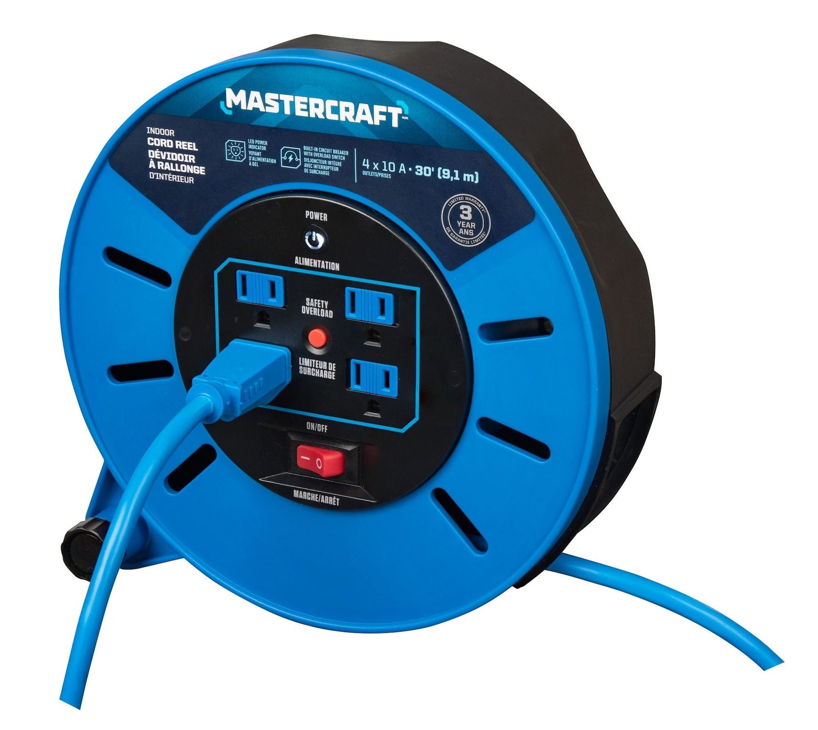 30-ft 10A Retractable Extension Cord Reel G8I4 - product image 5