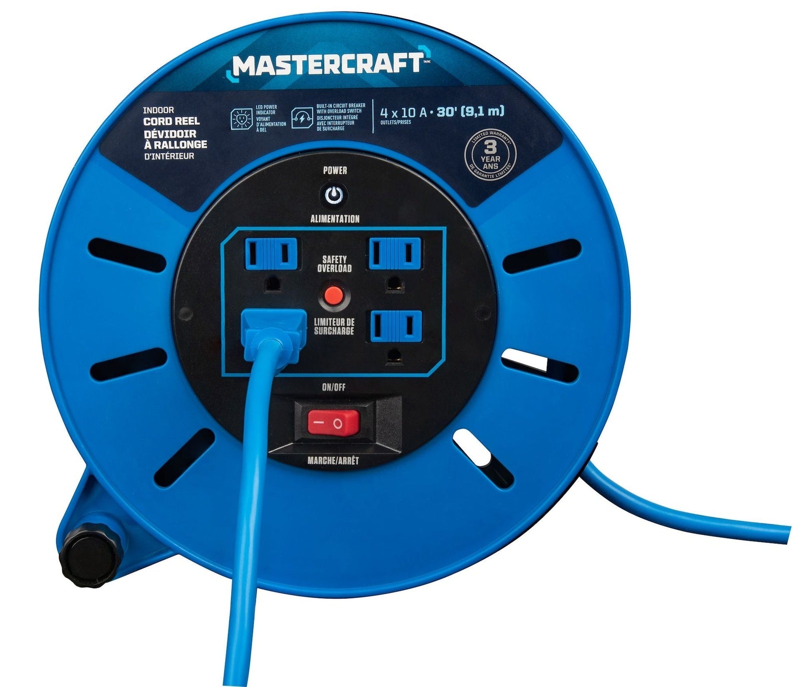 30-ft 10A Retractable Extension Cord Reel G8I4 - product image 6