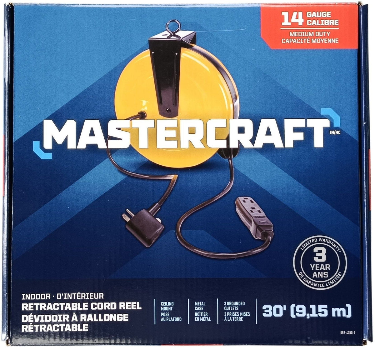 30-ft 16/3 Retractactabe Extension Cord Reel with 3 Grounded Outlets R1T6 - product image 2