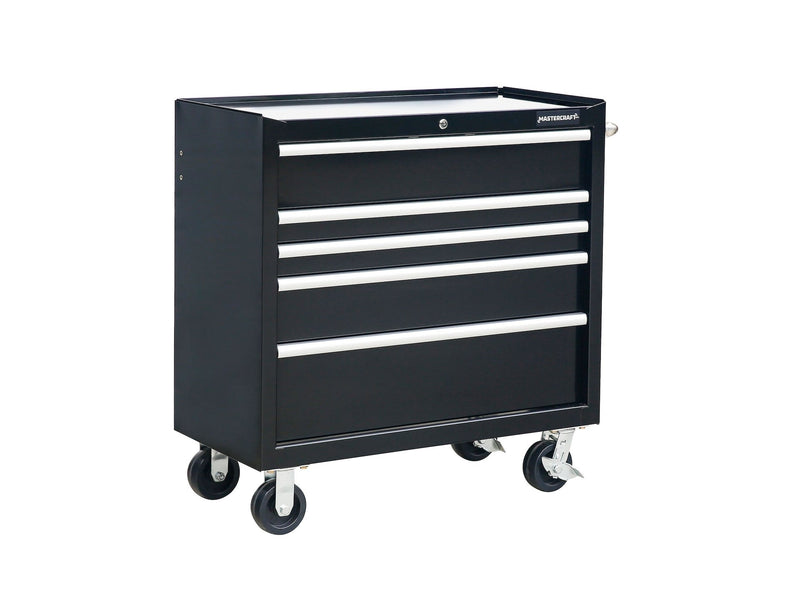 5-Drawer Powder-Coated Steel Tool Cabinet, Black, 36-in X1J2