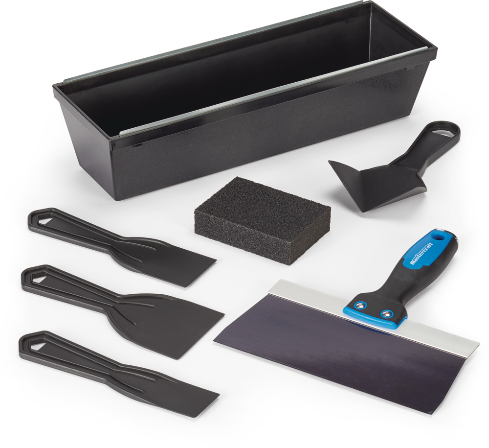 DIY Drywall Set with Mud Pan, Taping Knife, Corner Tool, Putty Knife & Sponge, 7-pc X6D9 - product image 1