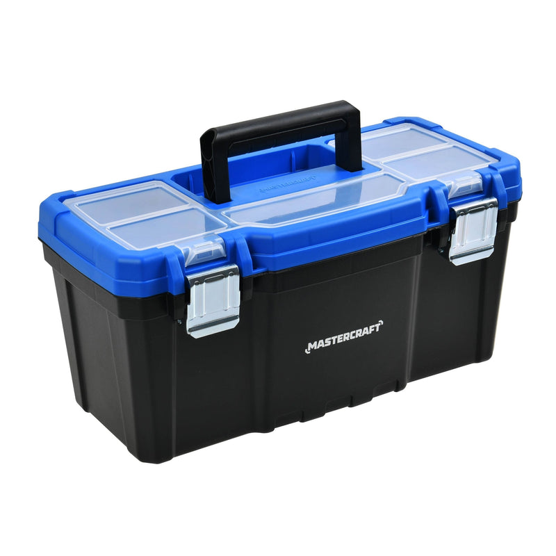 Portable Plastic Tool Box with Removable Tray & Tray Top, Blue, 16-in L6D5