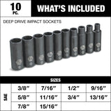 1/2-in Drive Deep Impact Socket Set, SAE, 10-pc R5C9 - product image 4