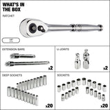 1/2-in Drive Professional Grade Socket Set, 45-pc, SAE/Metric, CRV, Nickel-Chrome Plating K7D2 - product image 2