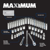 1/2-in Drive Professional Grade Socket Set, 45-pc, SAE/Metric, CRV, Nickel-Chrome Plating K7D2 - product image 3