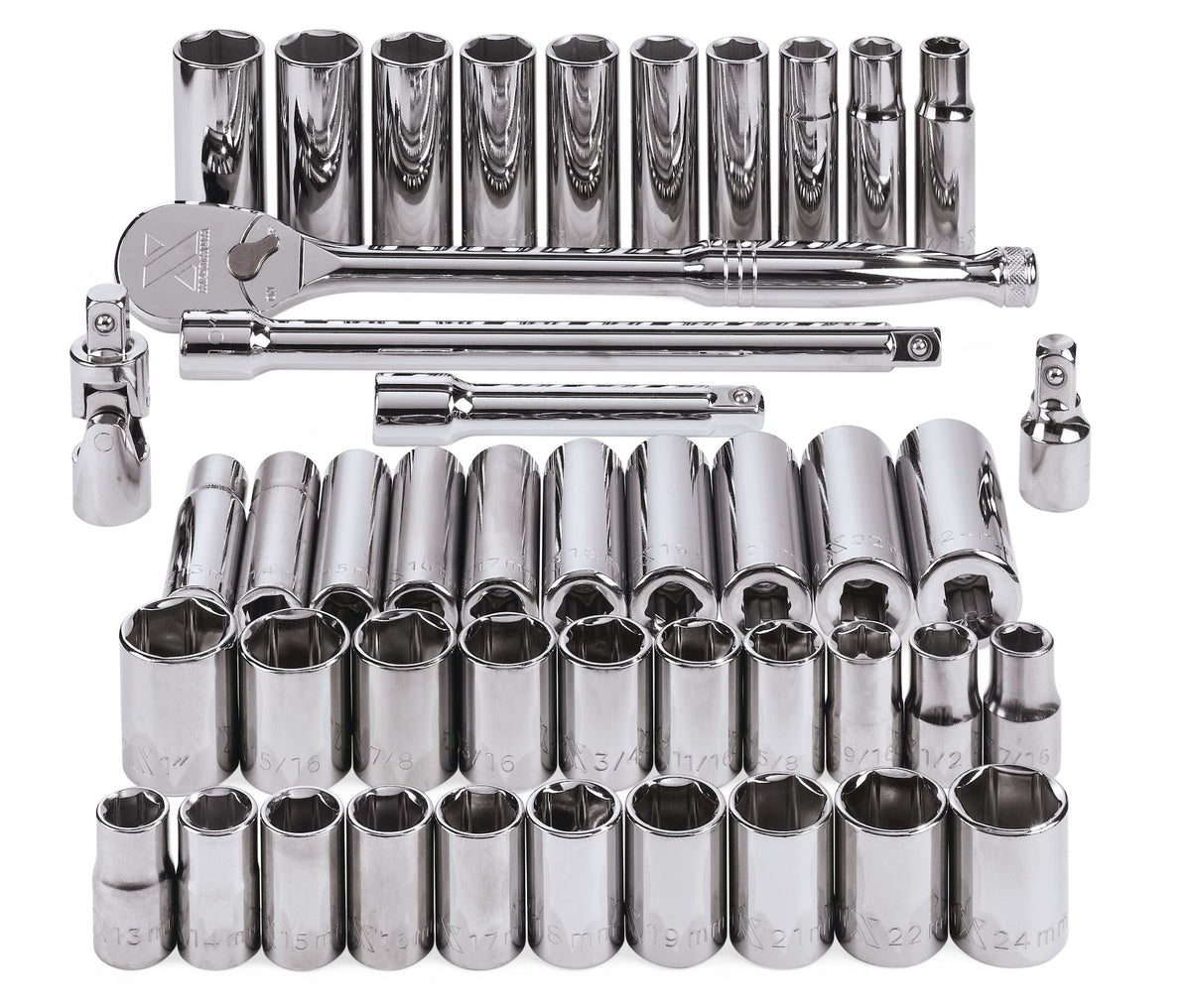 1/2-in Drive Professional Grade Socket Set, 45-pc, SAE/Metric, CRV, Nickel-Chrome Plating K7D2 - product image 5