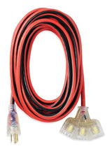 25-ft 14/3 Outdoor Extension Cord with 3 Grounded Outlets, Lighted End and Locking Connector, Hi-Visibility O0H6 - product image 1