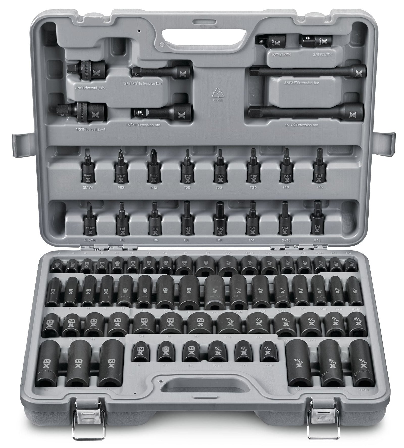 3/8-in & 1/2-in Drive Professional Grade Impact Socket Set, 83-pc, CRMO E1B0 - product image 1
