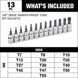 3/8-in Drive Tamper Proof Torx Bit Socket Set, Heat-Treated, 13-pc G5Q6 - product image 3