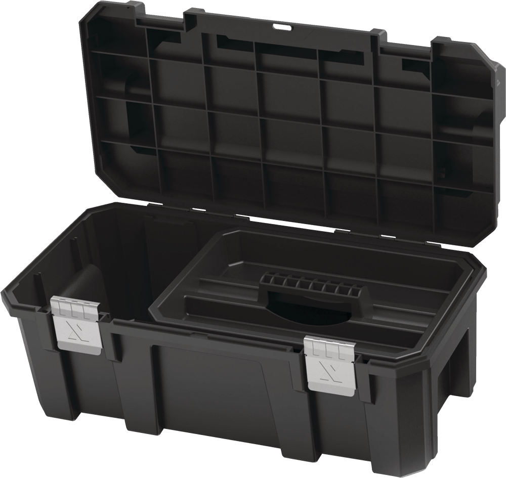 Heavy-Duty Plastic Tool Box with Removable Tray & Organizer, 22-in, Black X8N9 - product image 3