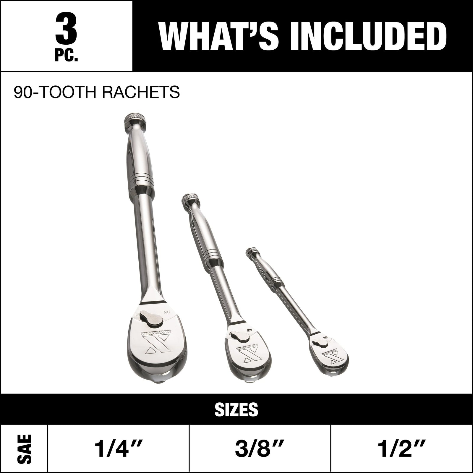 Ratchet Set, 90-Tooth, 3-pc H9Z8 - product image 4