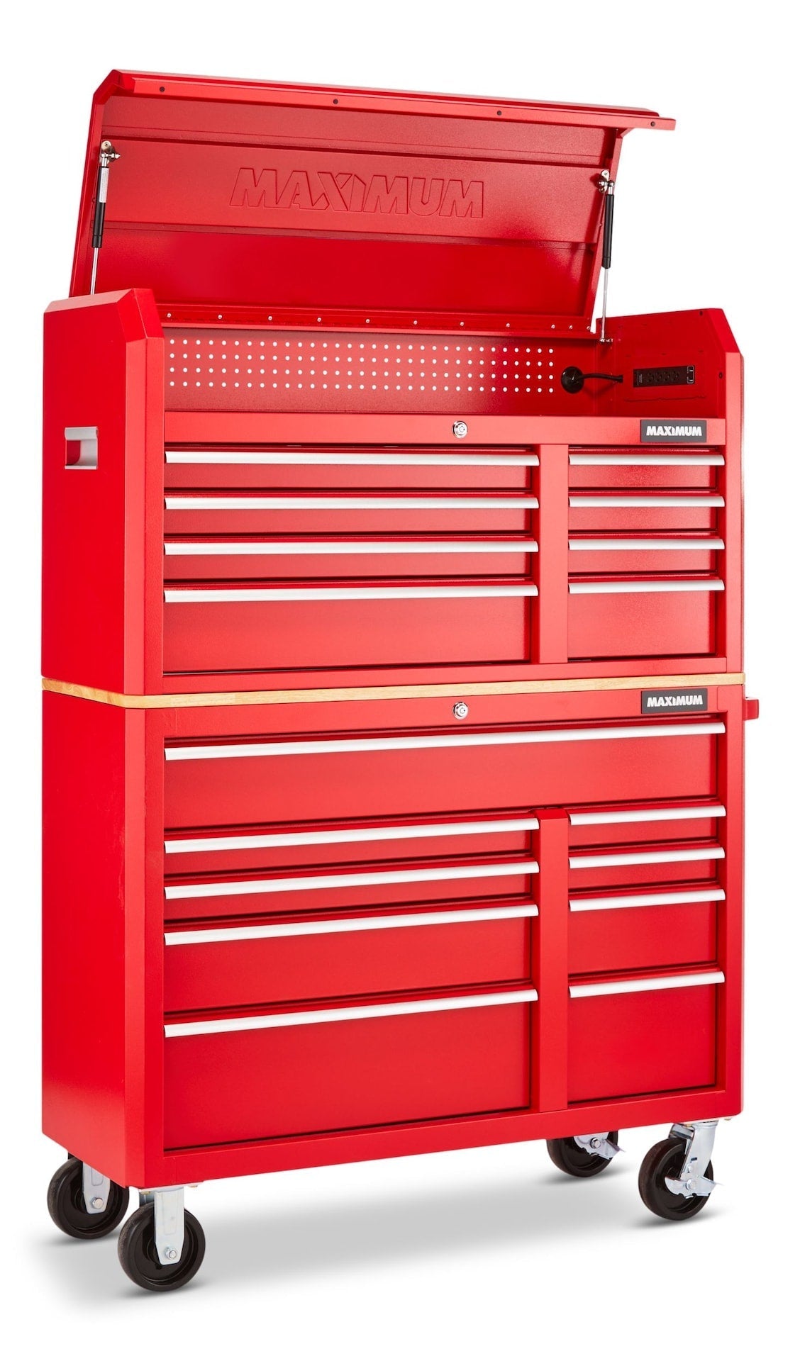Tool Storage Cabinet, Built-In Power Bar with USB, 9-Drawer, 47-in, Red E4M2 - product image 3