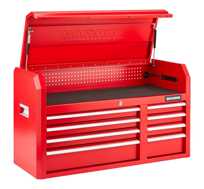 Tool Storage Chest, 8-Drawer, Built-In Power Bar with USB, 47-in, Red K6A3