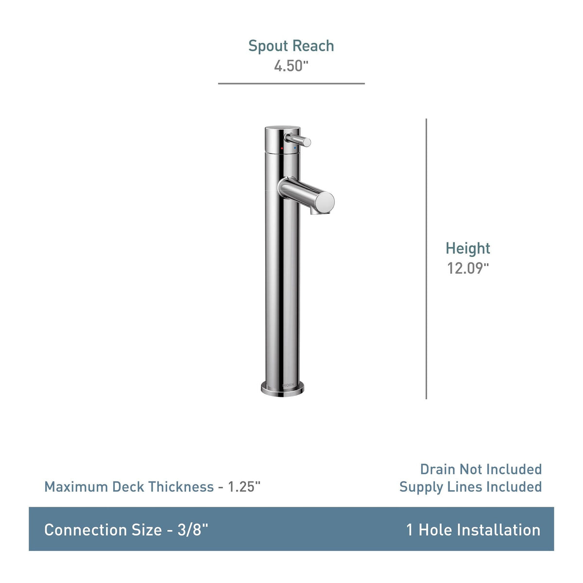 Align Single Handle High Arc Single Hole Bathroom Sink Faucet, WaterSense Certified, Brushed Nickel W5V3 - product image 2