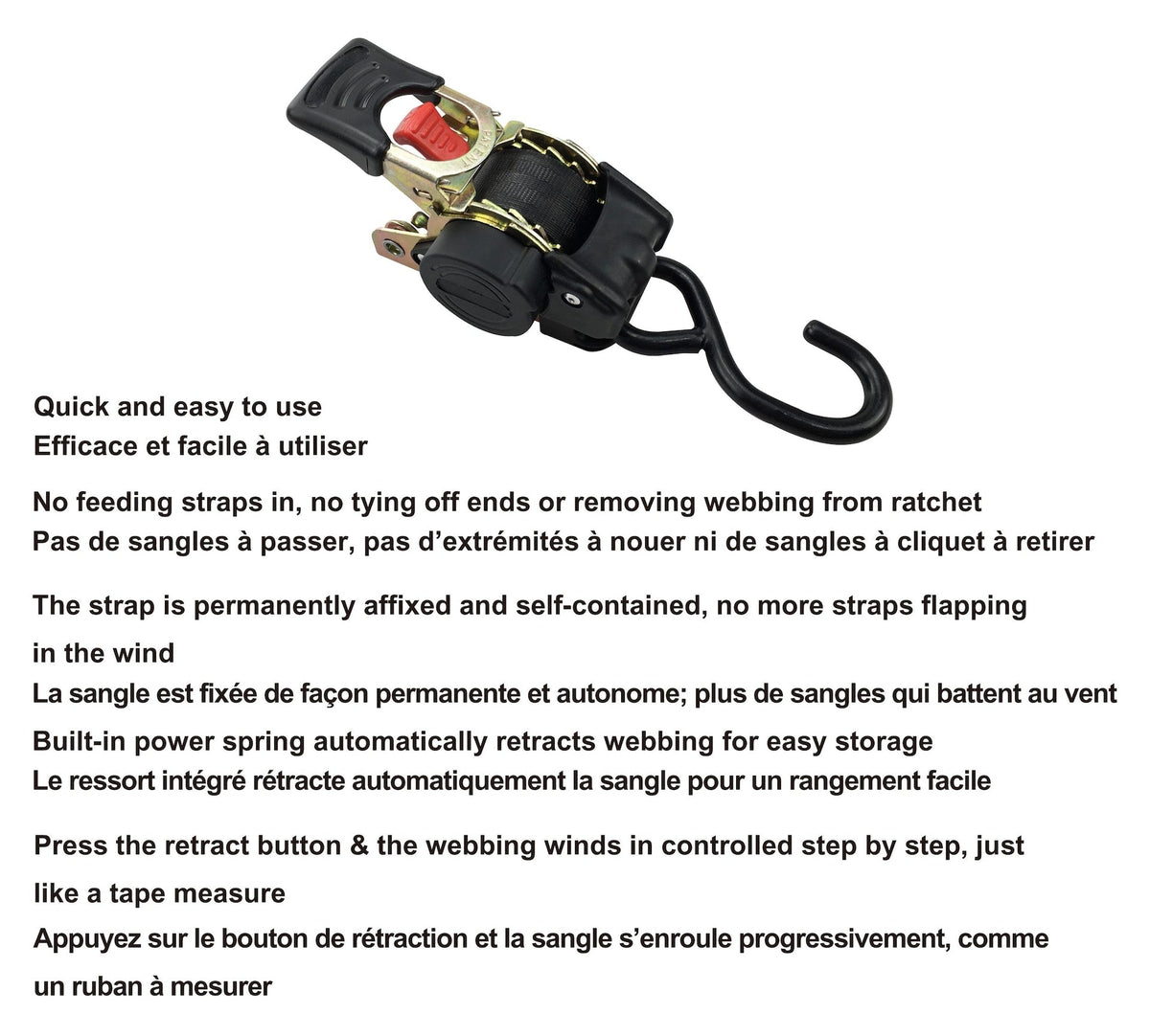 1,500-lb Retractable Transom Tie Down Strap, 1-in x 6-ft (2.54 cm x 1.8 m), 2-pk Y8T2 - product image 4