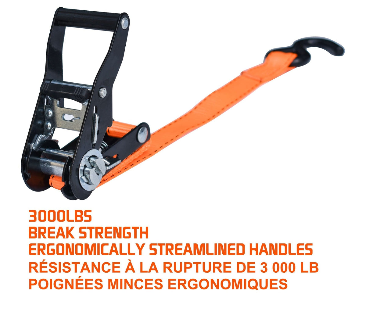3,000-lb Heavy Duty Ratchet Tie Down Strap, Non-Padded, 1-in x 10-ft, 2-pk R4O9 - product image 6