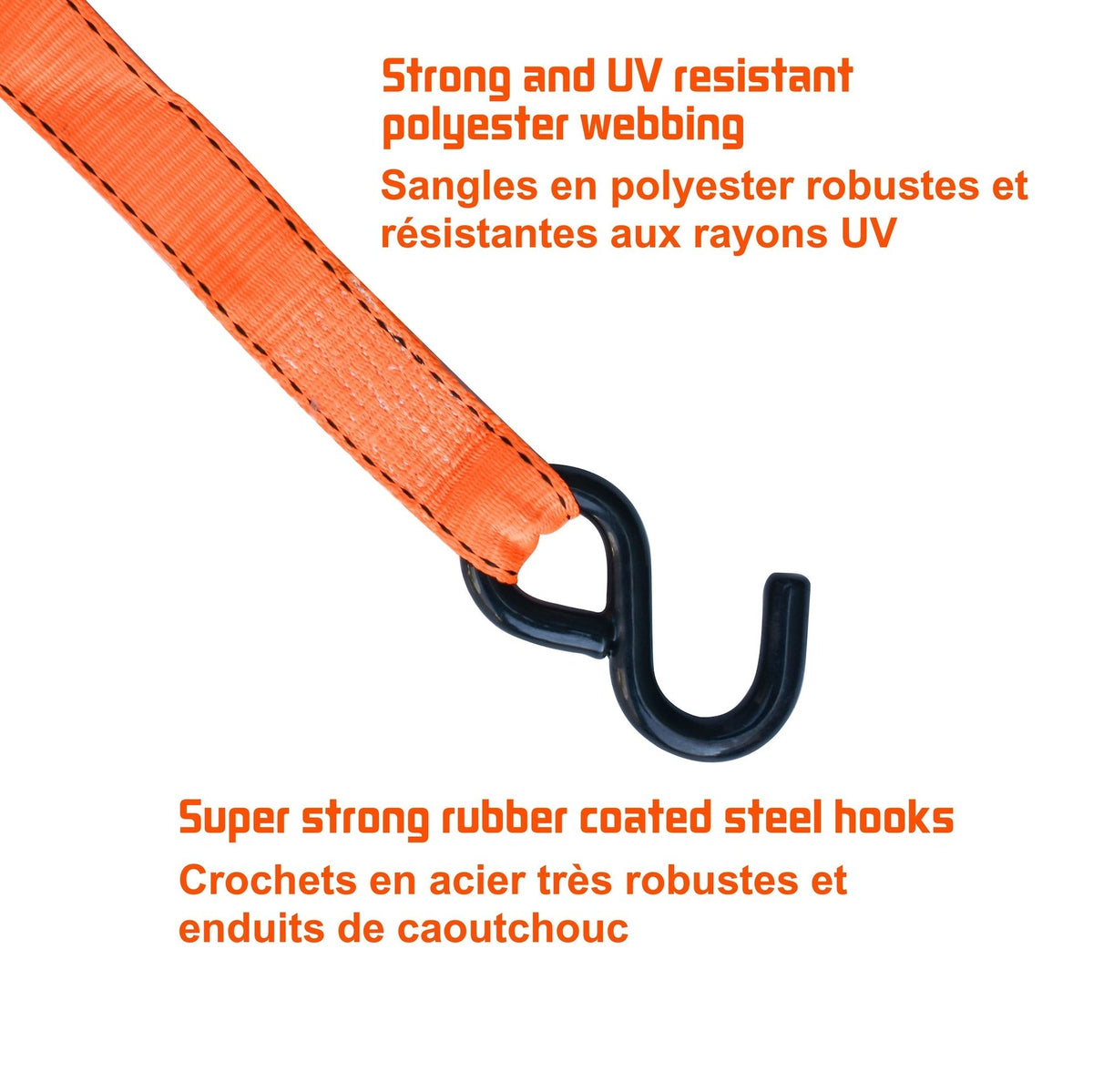 3,000-lb Heavy-Duty Ratchet Tie Down Straps, with Power Grip Padded Handles, 1.25-in x 10-ft, 2-pk Y7D6 - product image 5
