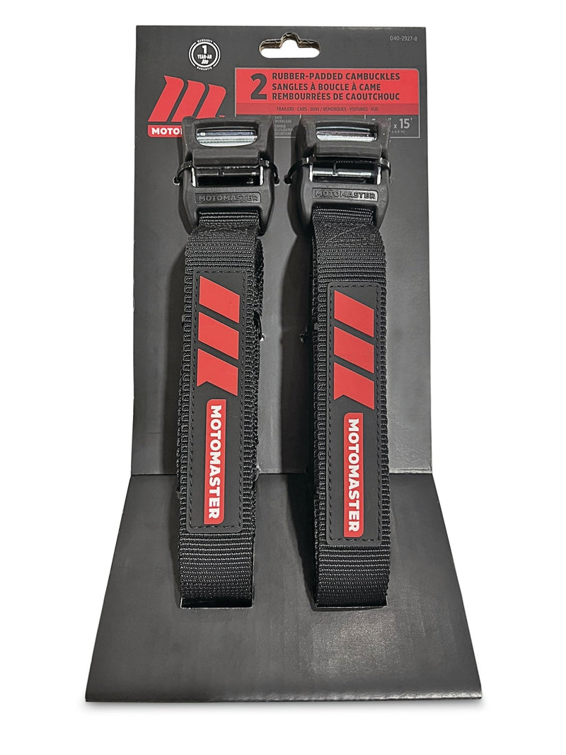 Rubber Padded Cam Buckle Tie Down Straps, 2-pk A4Q7