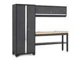 Bold 3.0 Series All-in-One Lockable Steel Garage Cabinetry Set with Bamboo Top, Grey, 90-in x 18-in x 72-in, 4-pc P6I9 - product image 1