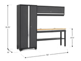 Bold 3.0 Series All-in-One Lockable Steel Garage Cabinetry Set with Bamboo Top, Grey, 90-in x 18-in x 72-in, 4-pc P6I9 - product image 2