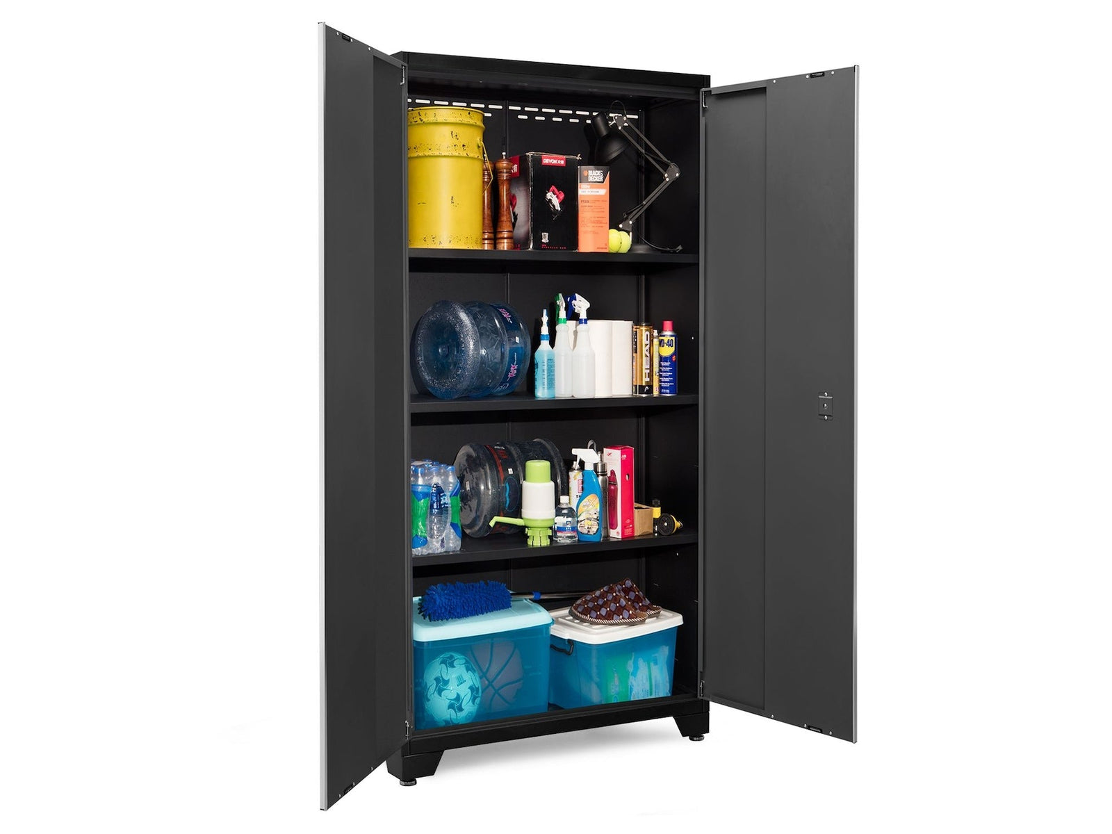 Bold Series Lockable 24-Gauge Steel RTA Storage Locker with 3 Shelves, Grey/Black, 42-in K1W4 - product image 3