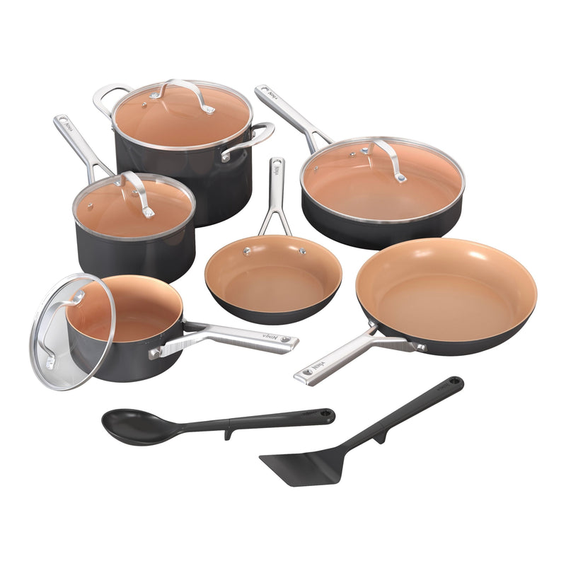 Extended Life Essential Ceramic Cookware Set, 12-pc, Dark Grey V7C3