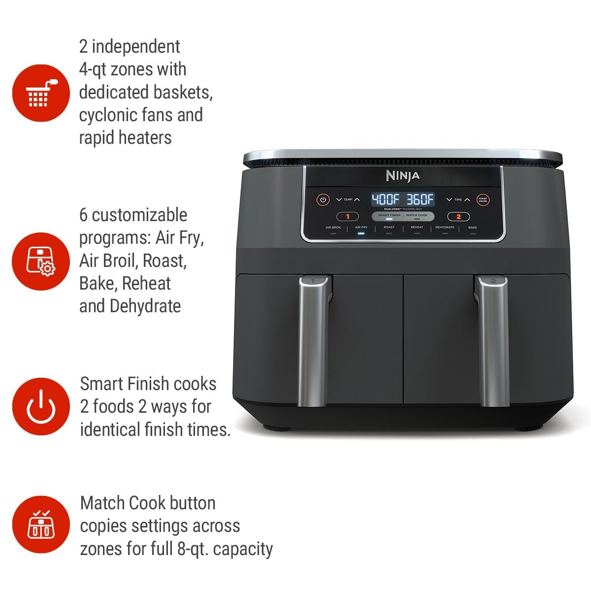 Foodi 2-Basket Air Fryer with 6 Cooking Functions, 8 Qt Q8K5 - product image 5