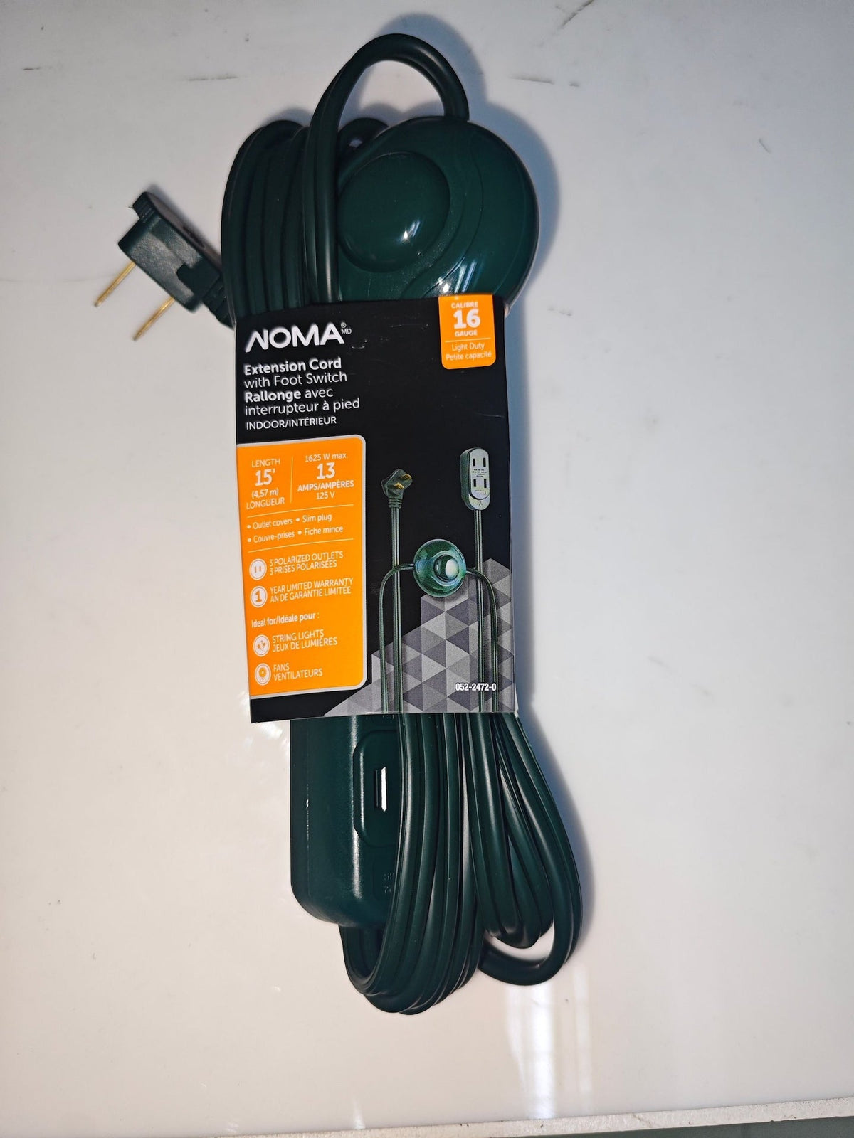 14-ft 7-in 16/2 Indoor Extension Cord, ON/OFF Foot Switch, Green A3U4 - product image 1