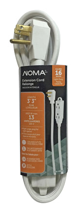 3-ft 3-in 16/3 Indoor Extension Cord with Right Angle Plug, 3 Grounded Outlets, White O6F1 - product image 1