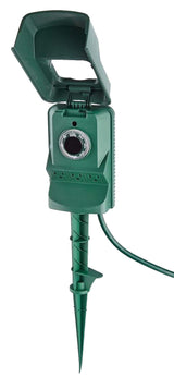 3-Outlet Outdoor Power Stake with 6-ft Cord and Timer, Green C7J5 - product image 3