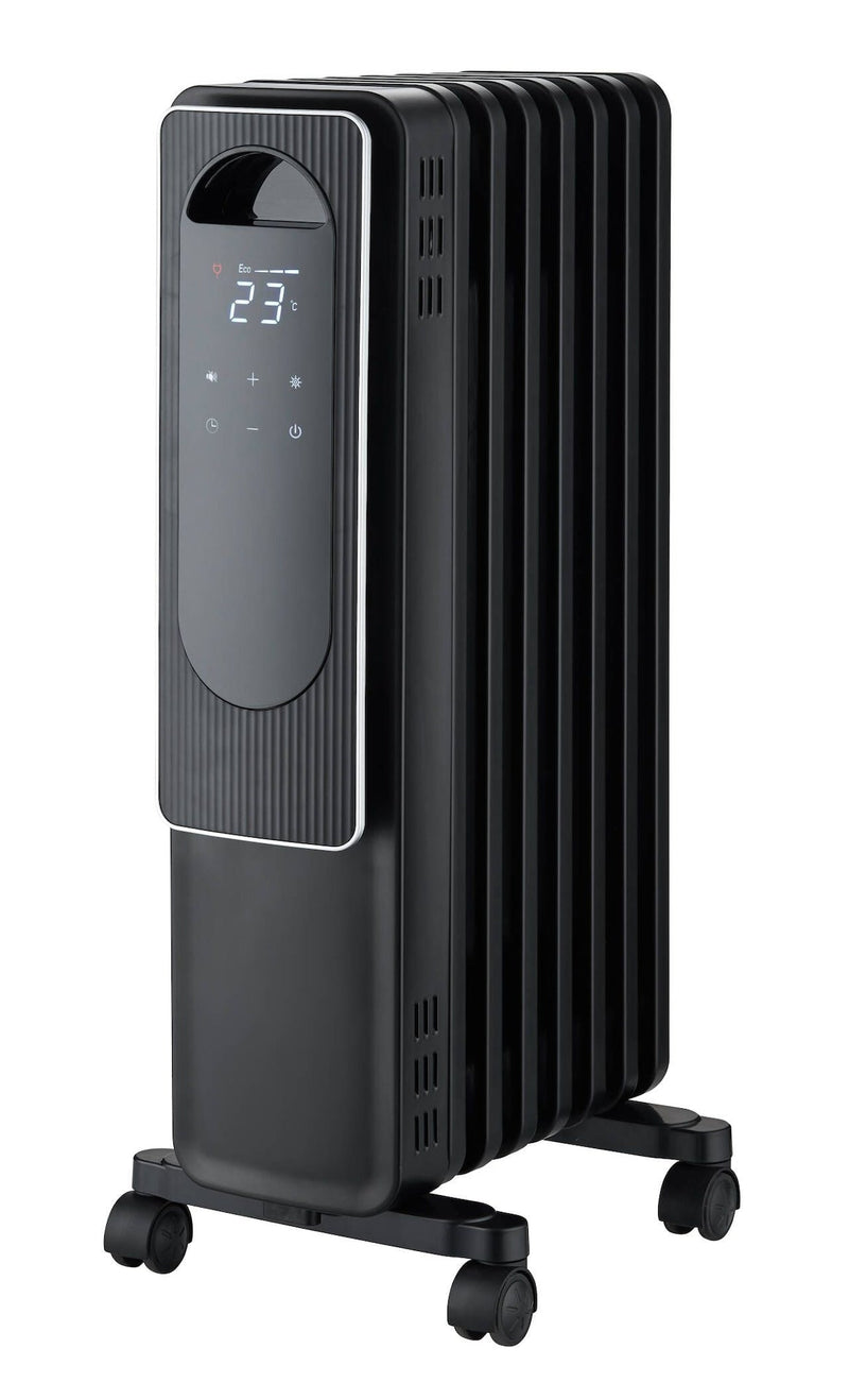 Digital Electric Oil-Filled Radiator Heater with Remote Control, 1500W, Black W8Z2