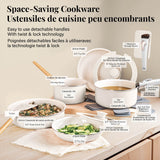 Gotham Steel Pots & Pan Set with Removable Handles, Cream, 18-pc F4V6 - product image 3
