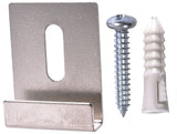 Wide-Channel Mirror Clip, For Frameless Mirrors, Steel Construction, 20-lb Capacity, Silver, 4-pk Y7V1 - product image 1