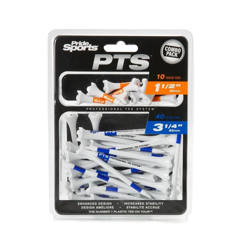 Evolution Plastic Golf Tee Combo Pack, Assorted Sizes, 40-pk, White, 1-1/2-in & 3-1/4-in S7G9