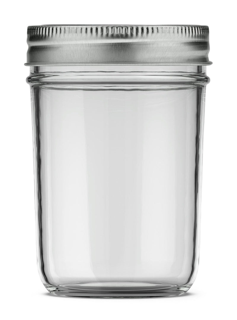 Mason Smooth Design Regular Mouth Glass Jar with Lid & Band, 8-oz, 12-pk J1I8
