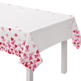 Plastic Reusable Table Cover, White/Pink/Red, Heart, 54x84-in, for Valentine's Day/Anniversary/Wedding H4Z4 - product image 1