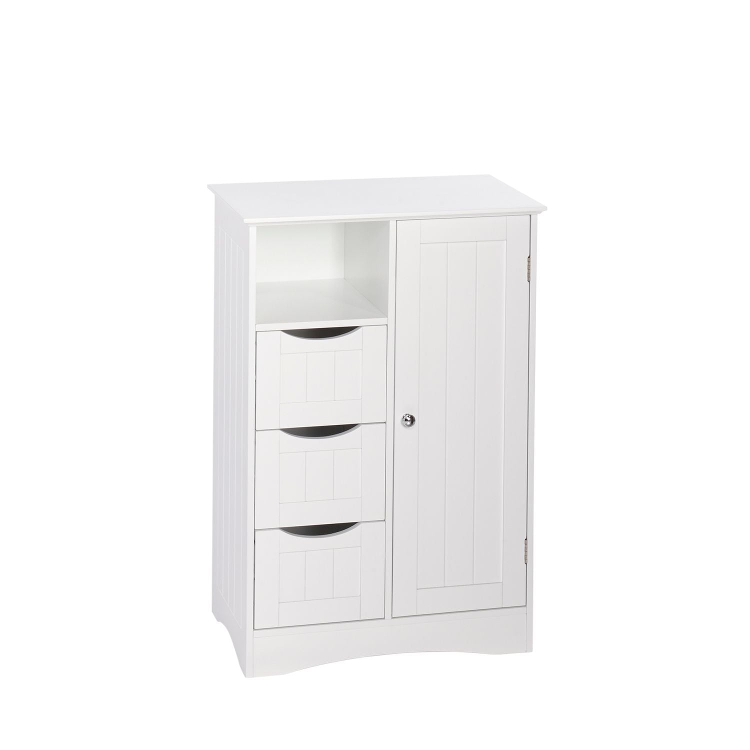 Home Ashland Single Door Bathroom & Laundry Storage Cabinet with 3 Drawers, Open Cubby & Adjustable Shelf, White Z1G5 - product image 1