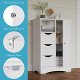 Home Ashland Single Door Bathroom & Laundry Storage Cabinet with 3 Drawers, Open Cubby & Adjustable Shelf, White Z1G5 - product image 4