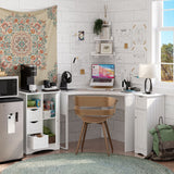 Home Ashland Single Door Bathroom & Laundry Storage Cabinet with 3 Drawers, Open Cubby & Adjustable Shelf, White Z1G5 - product image 7