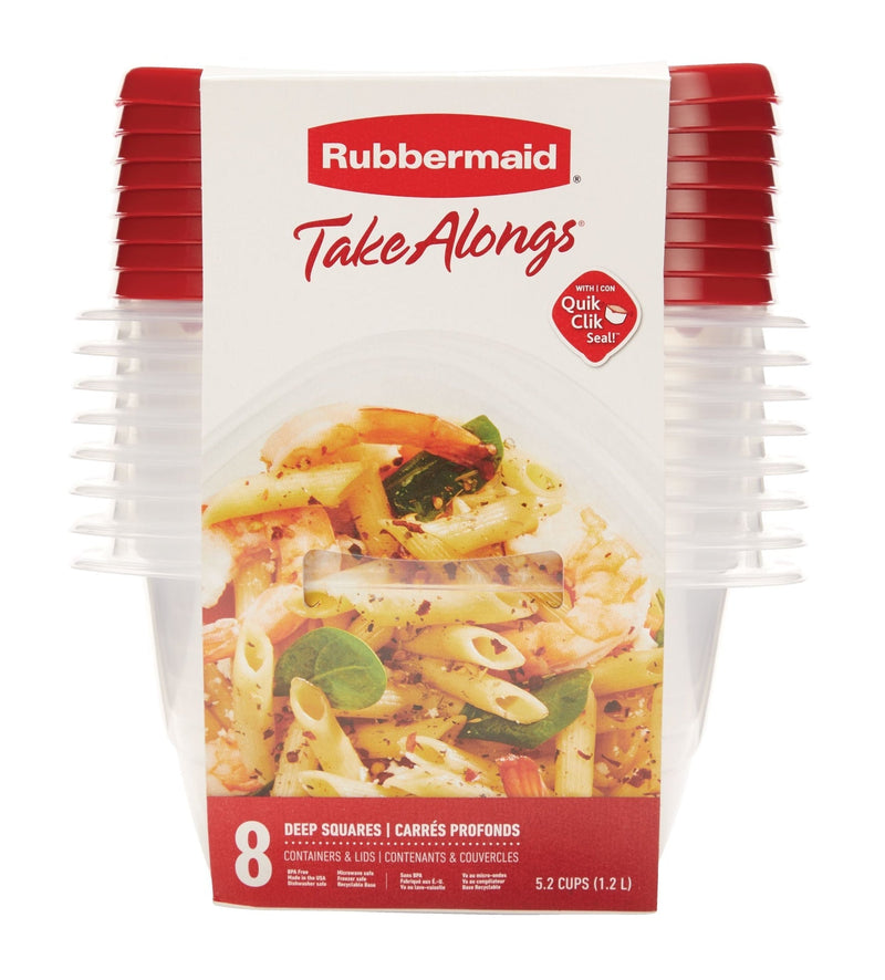 Take Alongs Deep Plastic Food Storage Containers with Lids, 1.2 L (5.2 Cup), 8 Count O9L8