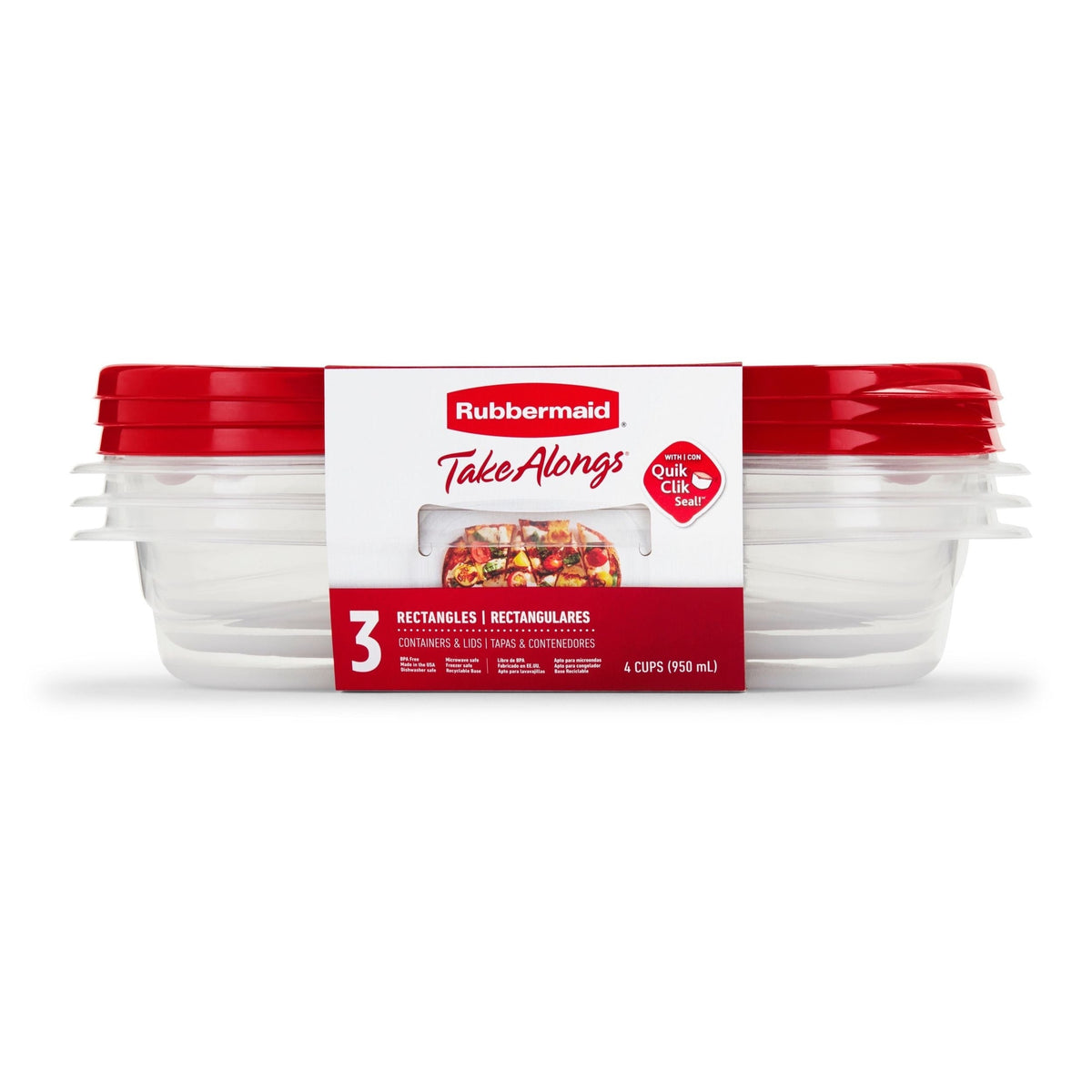 TakeAlong Rectangle Plastic Food Storage Container Set with Quik Clik Seal Lid, 6-pc O6J0 - product image 1