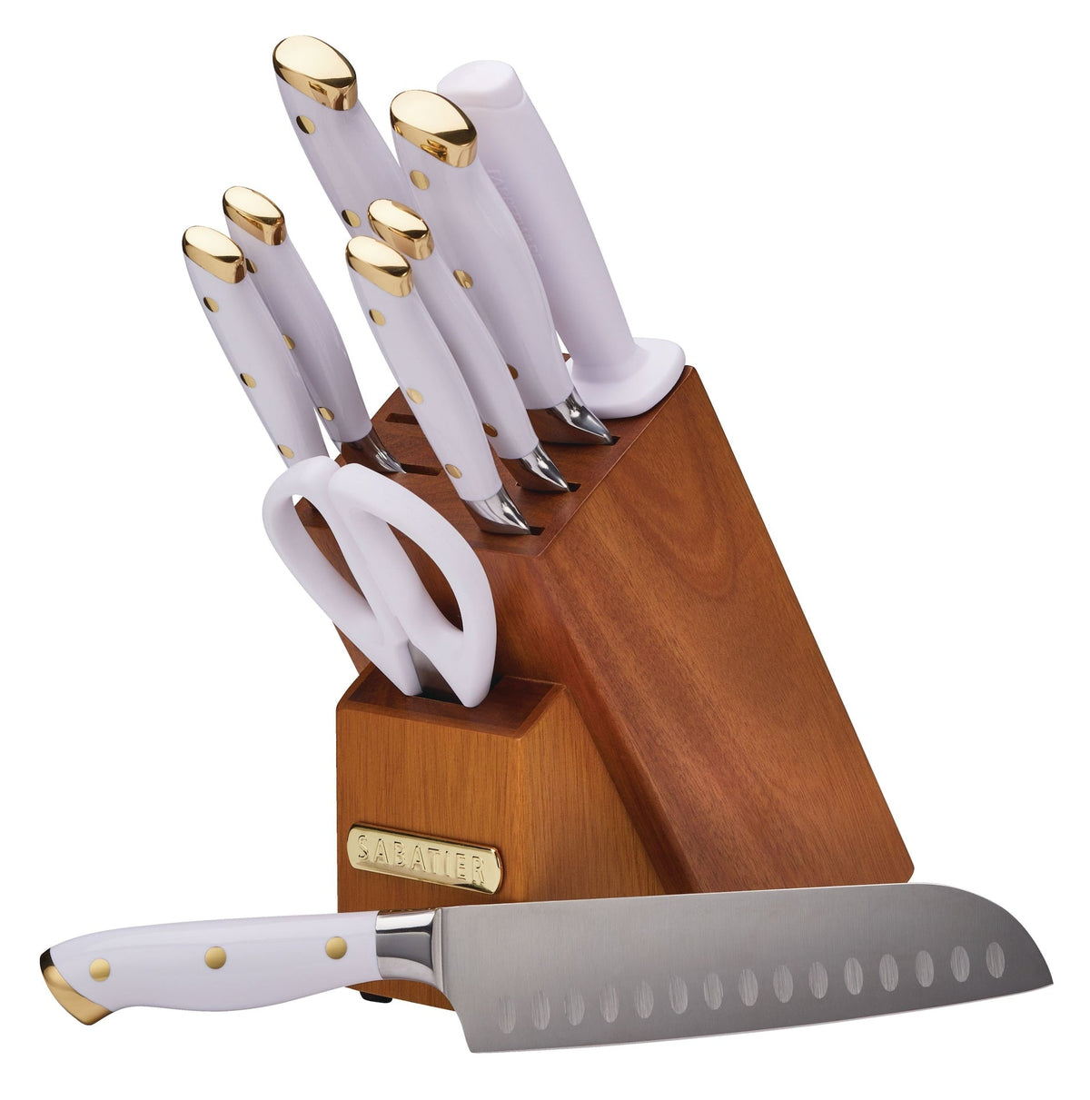 Forged Knife Block Set, White/Gold, 10-pc O1H1 - product image 1