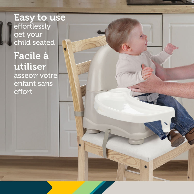 Easy Care Taupe Swing Tray Booster Seat W8Q4