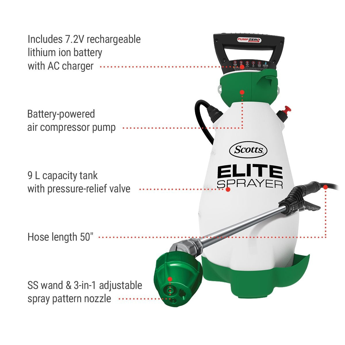 Elite 7V Lithium-Ion Battery Powered Garden Pump Sprayer, 9.09-L H4V7 - product image 2
