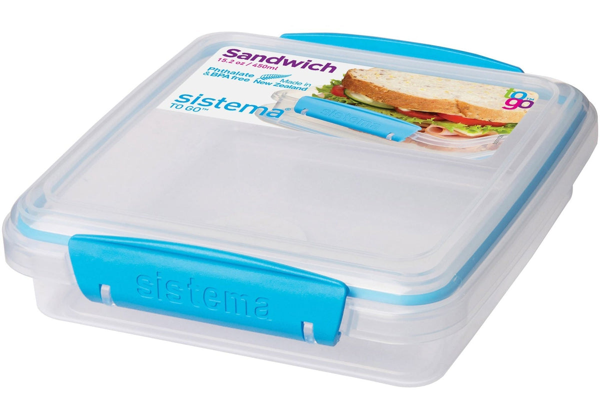 Sandwich Box To Go Food Storage Container, BPA-Free, 450 mL (15.2 oz), Colour May Vary M2X0 - product image 1
