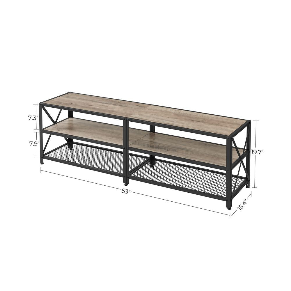 Home 70-in 3-Tier Industrial Greige/Black TV Stand D4H6 - product image 3