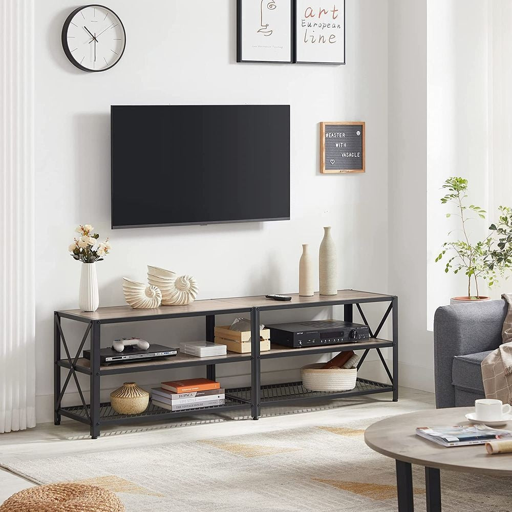 Home 70-in 3-Tier Industrial Greige/Black TV Stand D4H6 - product image 4