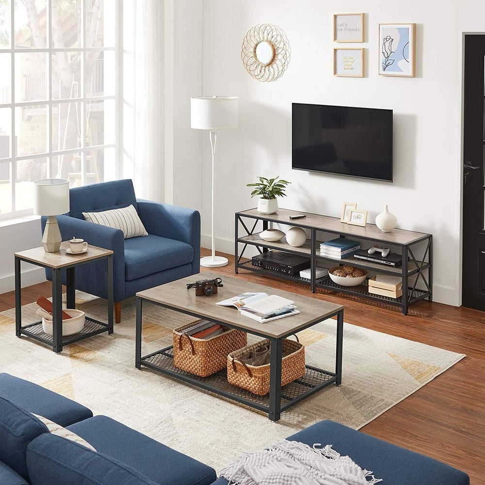 Home 70-in 3-Tier Industrial Greige/Black TV Stand D4H6 - product image 5