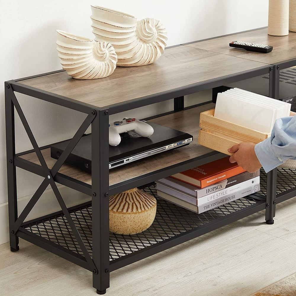 Home 70-in 3-Tier Industrial Greige/Black TV Stand D4H6 - product image 7
